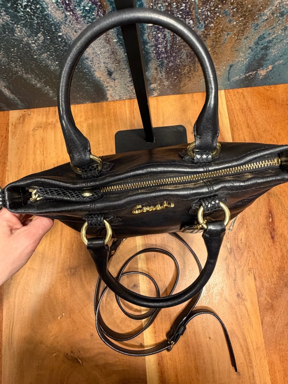 Coach Classic 2012 Black Leather Madison Sophia Satchel Gold (VGUC) - Picture 8 of 16